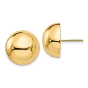 14K Yellow Gold Button Earrings