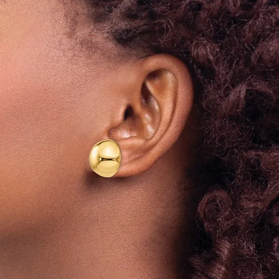 14K Yellow Gold Button Earrings