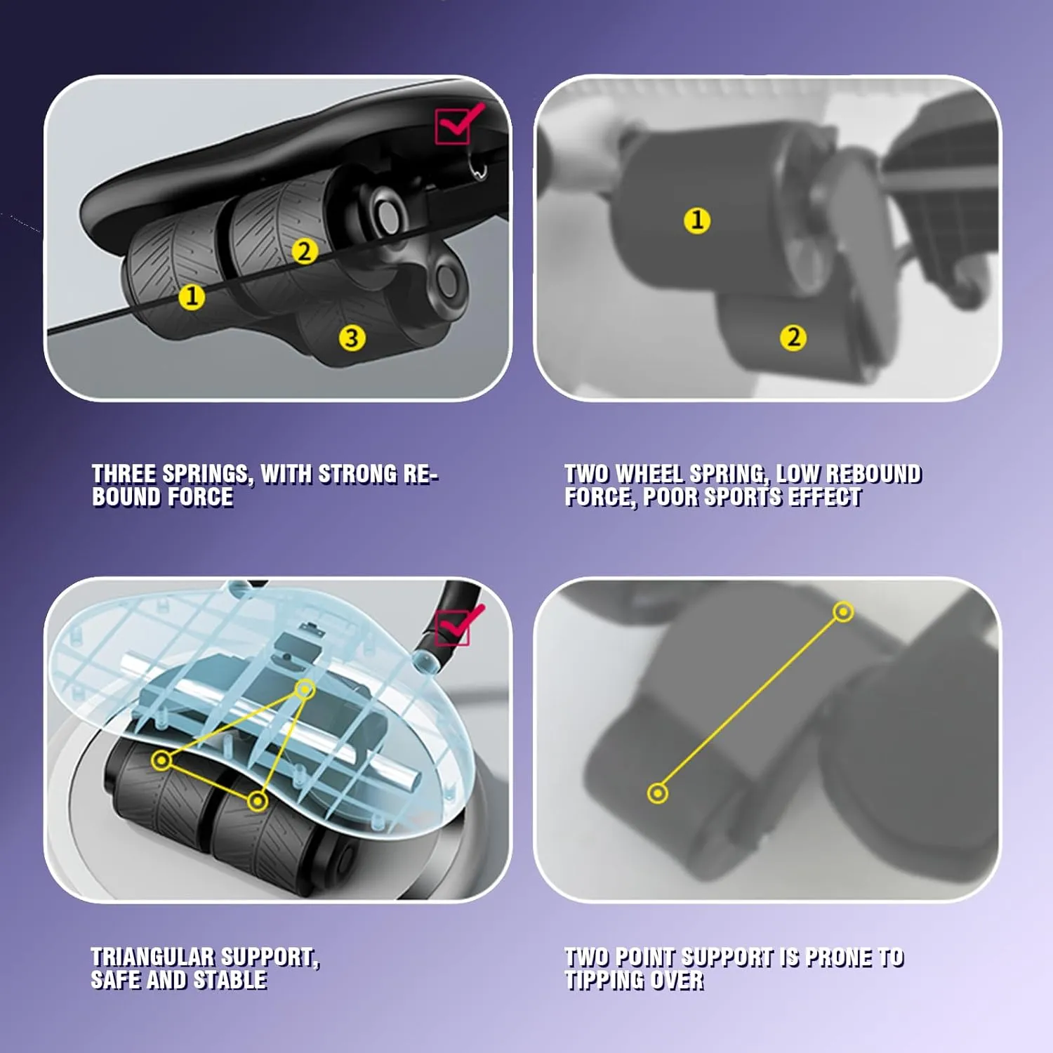 3-Wheel Ab Roller with Elbow Support : Upgraded High-Performance Exercise Machine