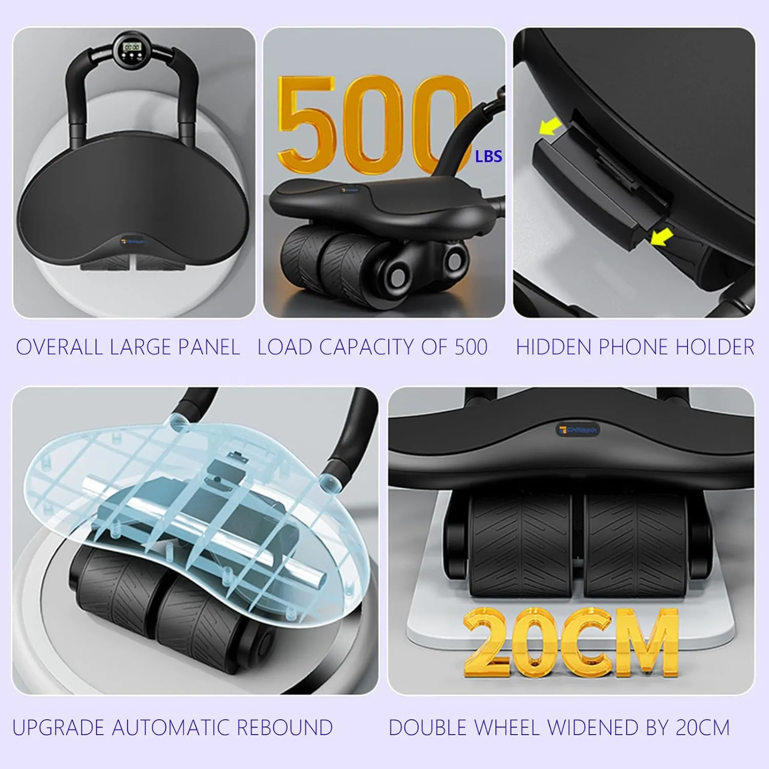 3-Wheel Ab Roller with Elbow Support : Upgraded High-Performance Exercise Machine