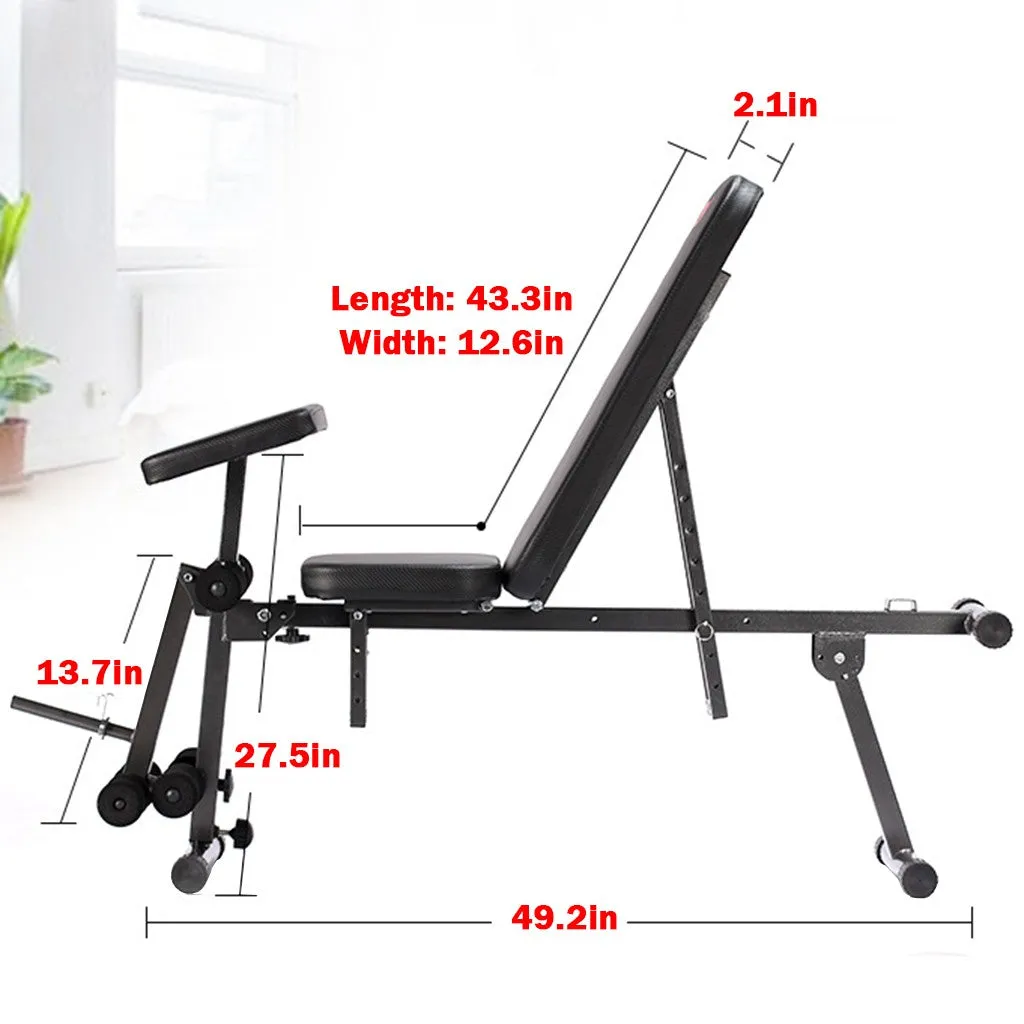 Adjustable Weight Bench Barbell Lifting Workout Fitness Incline