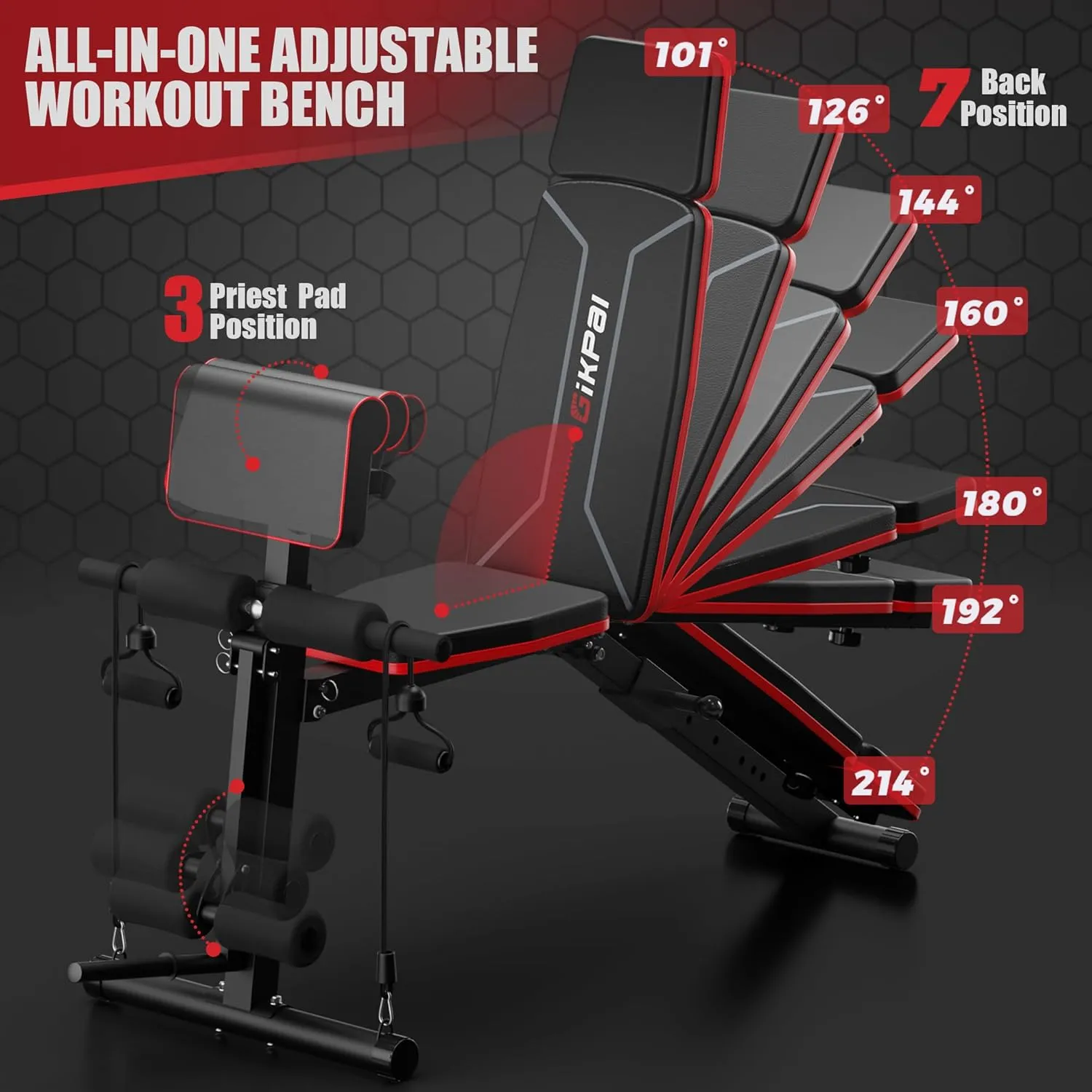 Adjustable Weight Bench - Workout Bench Press for Home Gym