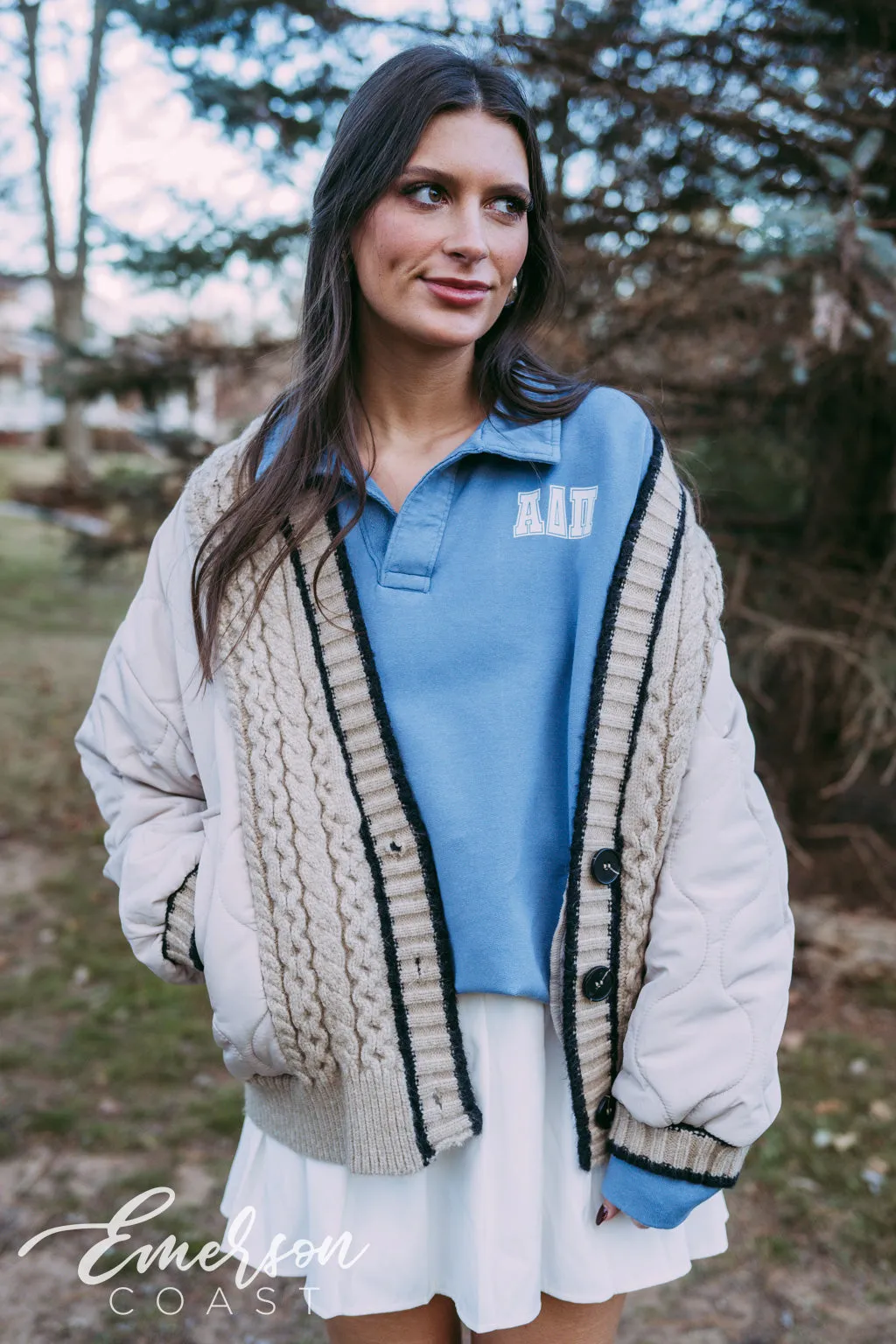 Alpha Delta Pi Preppy Oversized Collared Crew
