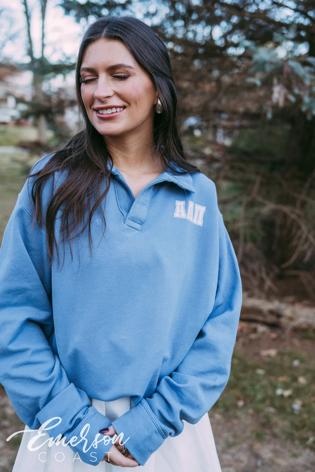 Alpha Delta Pi Preppy Oversized Collared Crew