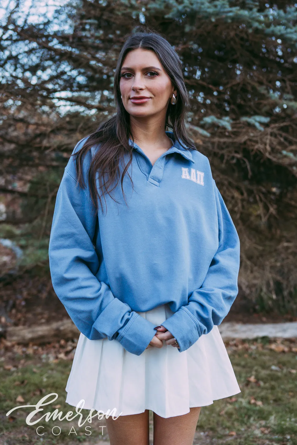 Alpha Delta Pi Preppy Oversized Collared Crew