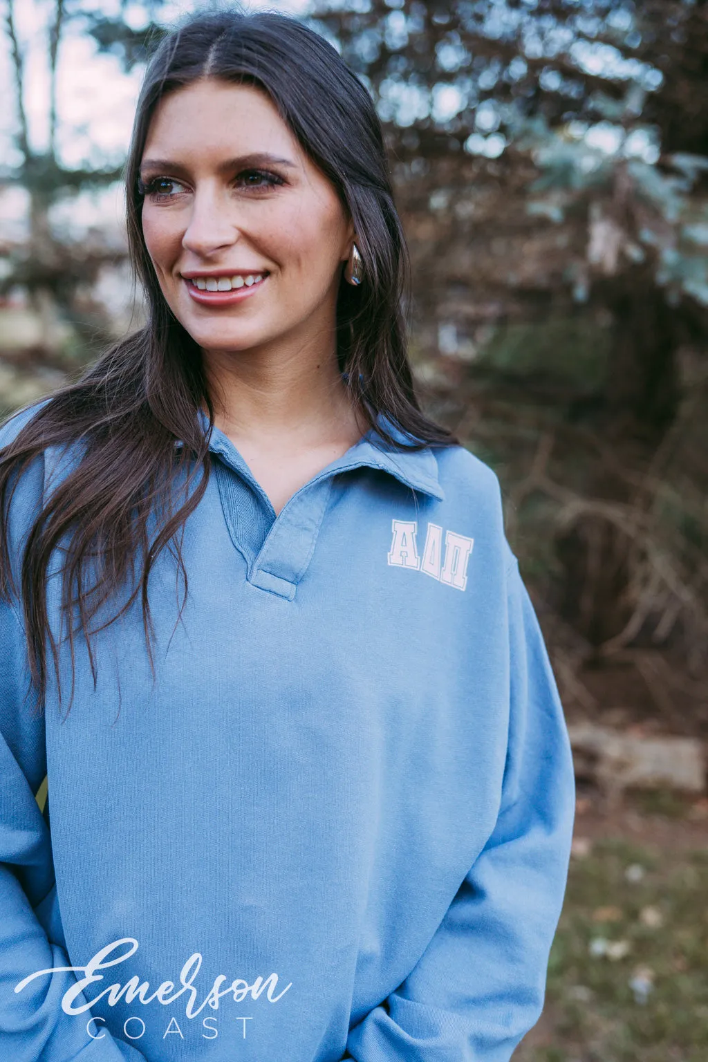 Alpha Delta Pi Preppy Oversized Collared Crew