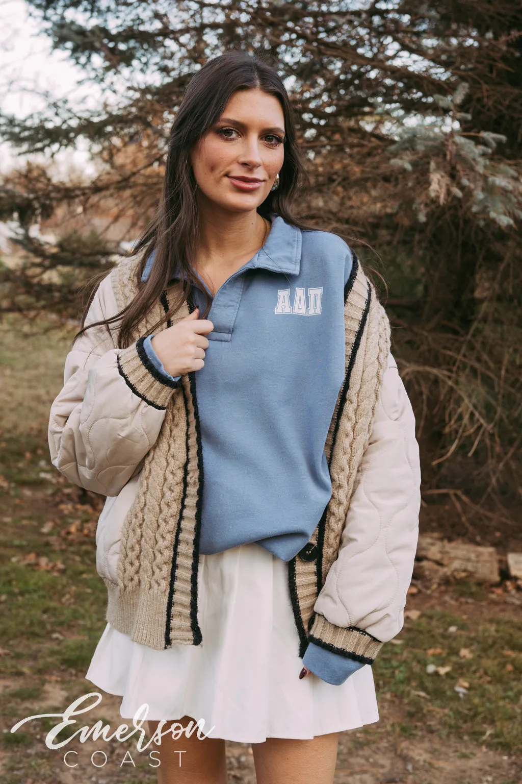Alpha Delta Pi Preppy Oversized Collared Crew