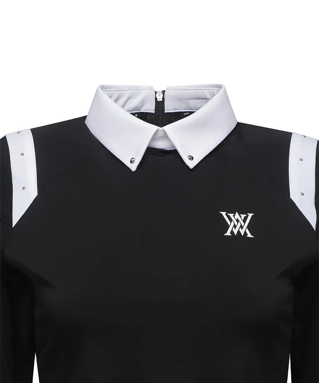 ANEW Golf: Women Shoulder Point Long T-Shirt - Black