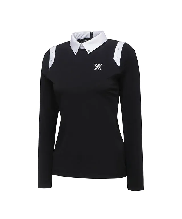 ANEW Golf: Women Shoulder Point Long T-Shirt - Black