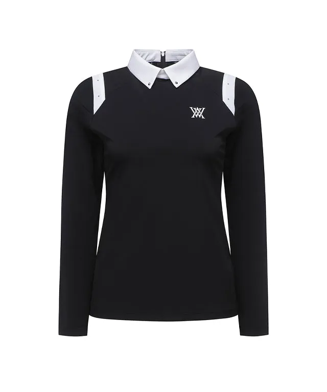 ANEW Golf: Women Shoulder Point Long T-Shirt - Black