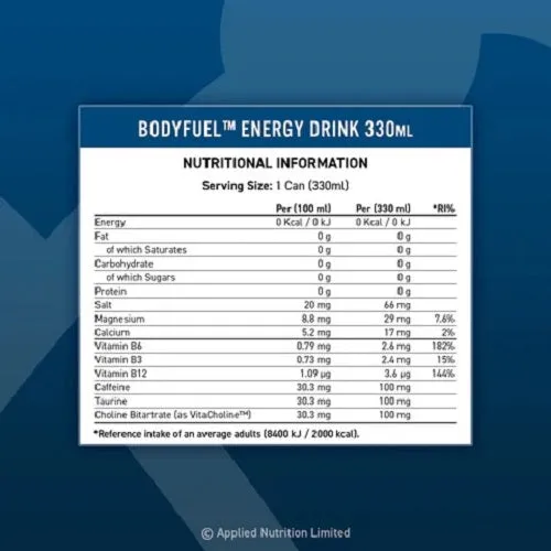 APPLIED NUTRITION BODY FUEL ENERGY CAN 330ML - 12 PACK