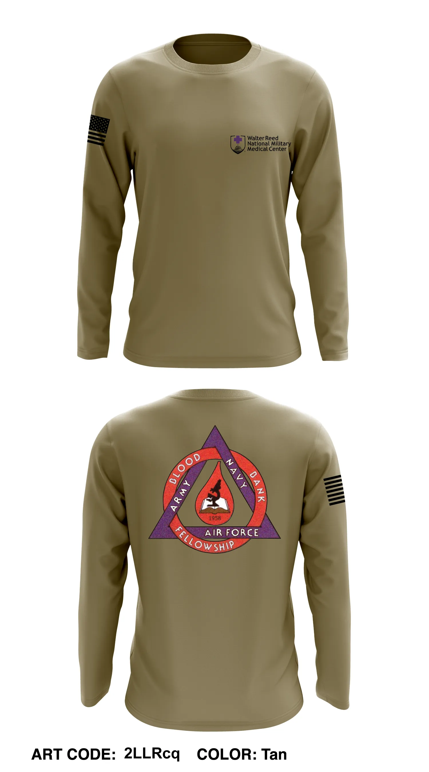 Armed Services Blood Bank Fellowship (2022-2023) Comfort Men's Cotton LS Tee - 2LLRcq