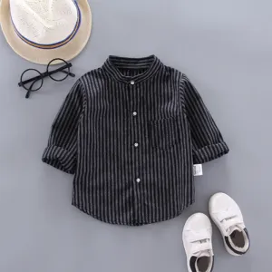 Baby Boys Pinstripe Long Sleeve Shirt - Black