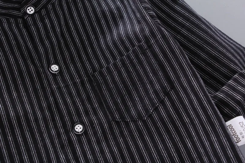 Baby Boys Pinstripe Long Sleeve Shirt - Black