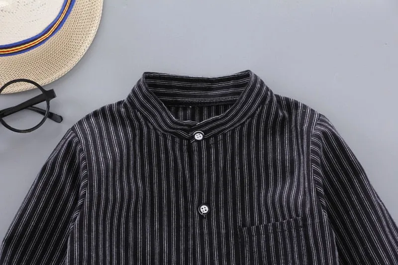 Baby Boys Pinstripe Long Sleeve Shirt - Black