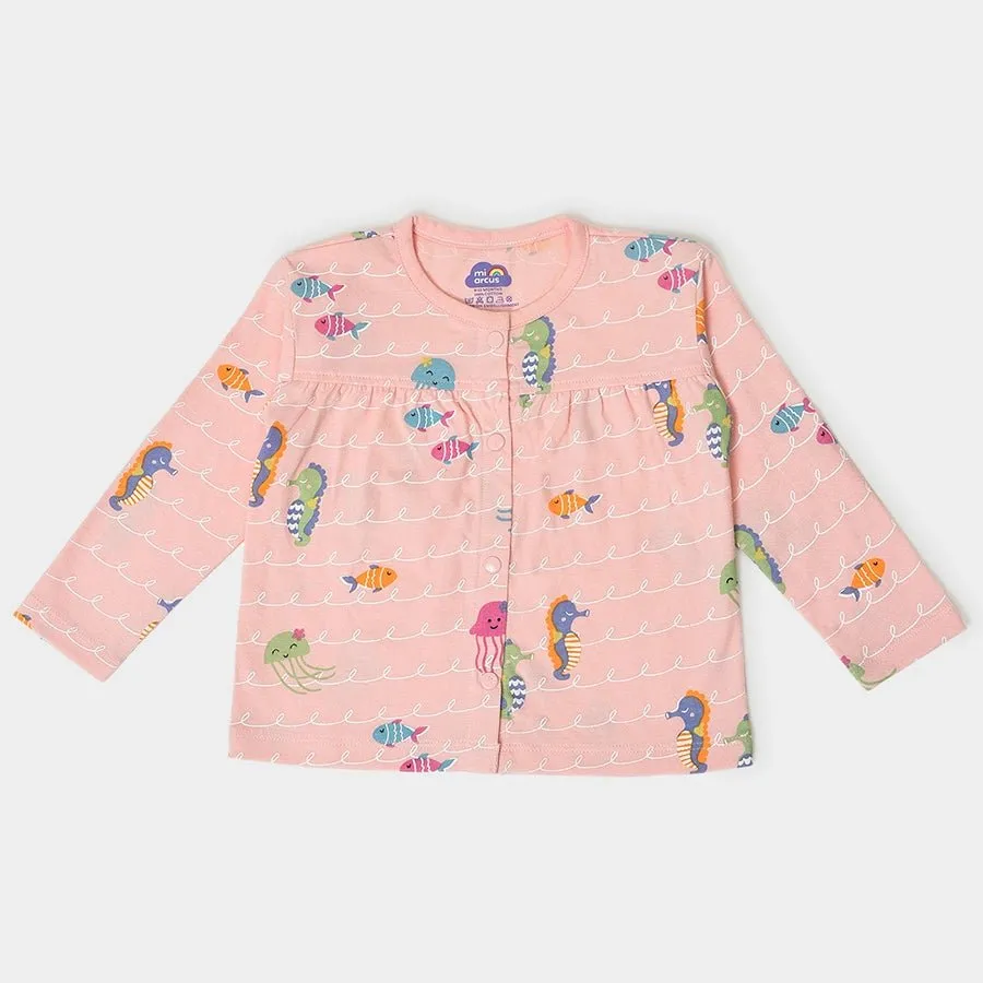Baby Girl  Star Print Front Open Vest