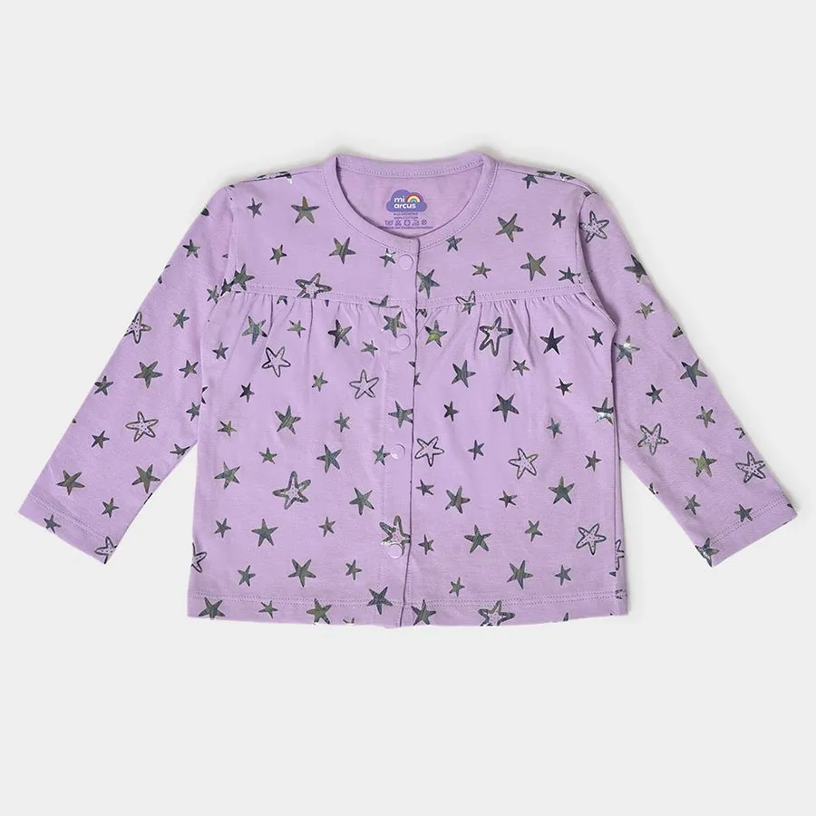 Baby Girl  Star Print Front Open Vest