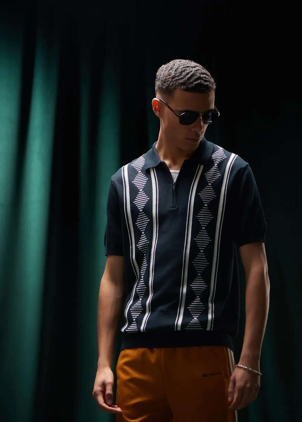 Ben Sherman Argyle Jacquard Polo Black
