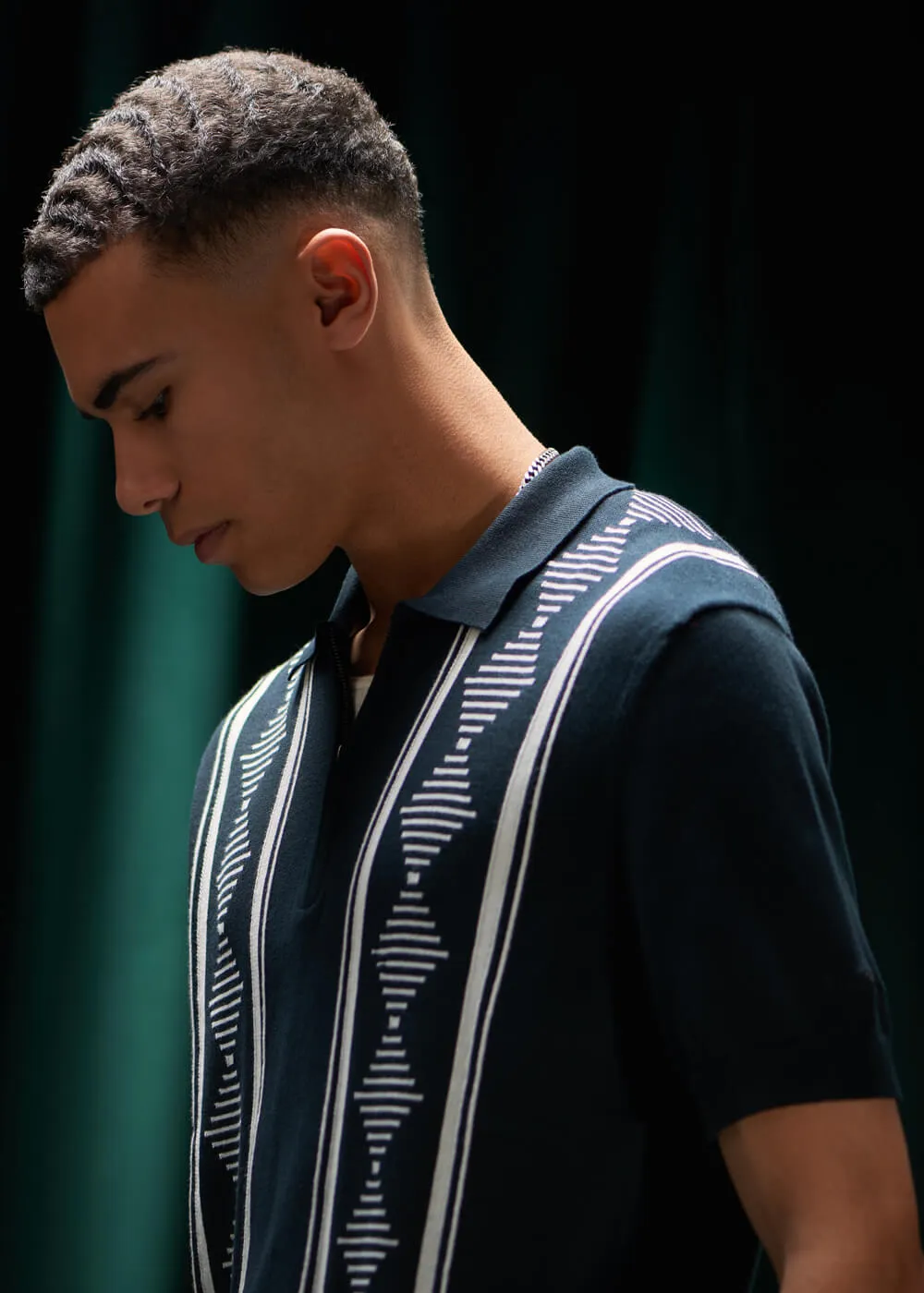 Ben Sherman Argyle Jacquard Polo Black