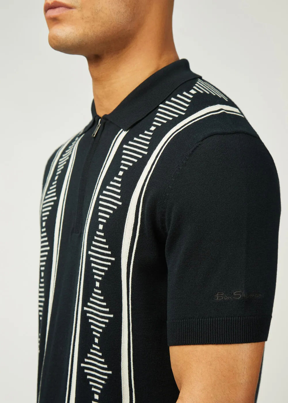 Ben Sherman Argyle Jacquard Polo Black