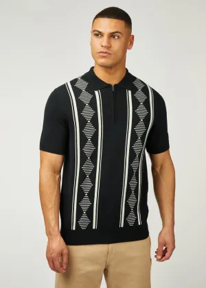Ben Sherman Argyle Jacquard Polo Black