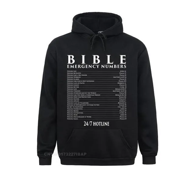 BIBLE EMERGENCY NUMBERS COOL CHRISTIAN SHIRTS SUMMER HOODIES SUMMER/FALL MEN&#39;S SWEATSHIRTS FITNESS CLOTHES ON SALE