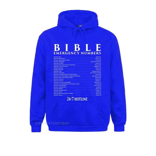 BIBLE EMERGENCY NUMBERS COOL CHRISTIAN SHIRTS SUMMER HOODIES SUMMER/FALL MEN&#39;S SWEATSHIRTS FITNESS CLOTHES ON SALE