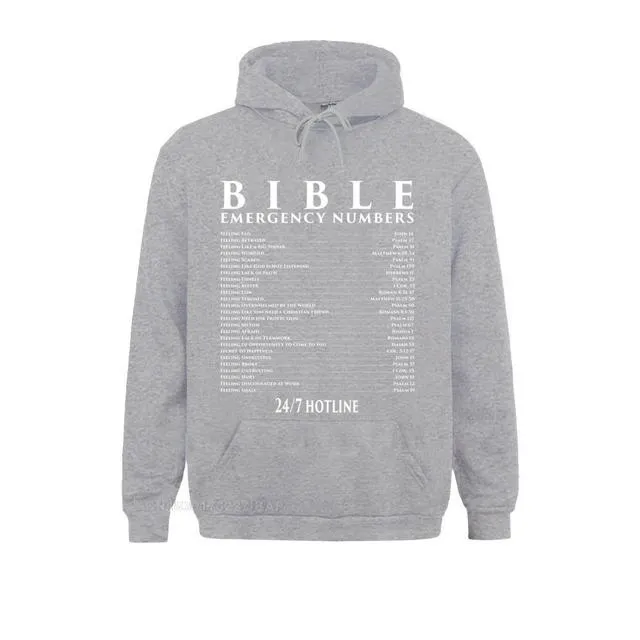 BIBLE EMERGENCY NUMBERS COOL CHRISTIAN SHIRTS SUMMER HOODIES SUMMER/FALL MEN&#39;S SWEATSHIRTS FITNESS CLOTHES ON SALE