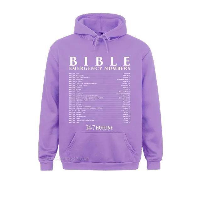 BIBLE EMERGENCY NUMBERS COOL CHRISTIAN SHIRTS SUMMER HOODIES SUMMER/FALL MEN&#39;S SWEATSHIRTS FITNESS CLOTHES ON SALE