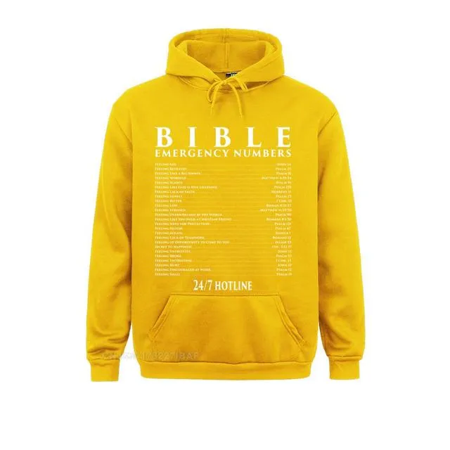 BIBLE EMERGENCY NUMBERS COOL CHRISTIAN SHIRTS SUMMER HOODIES SUMMER/FALL MEN&#39;S SWEATSHIRTS FITNESS CLOTHES ON SALE