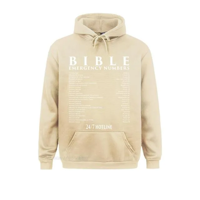 BIBLE EMERGENCY NUMBERS COOL CHRISTIAN SHIRTS SUMMER HOODIES SUMMER/FALL MEN&#39;S SWEATSHIRTS FITNESS CLOTHES ON SALE