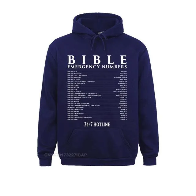 BIBLE EMERGENCY NUMBERS COOL CHRISTIAN SHIRTS SUMMER HOODIES SUMMER/FALL MEN&#39;S SWEATSHIRTS FITNESS CLOTHES ON SALE