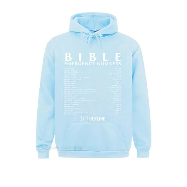 BIBLE EMERGENCY NUMBERS COOL CHRISTIAN SHIRTS SUMMER HOODIES SUMMER/FALL MEN&#39;S SWEATSHIRTS FITNESS CLOTHES ON SALE