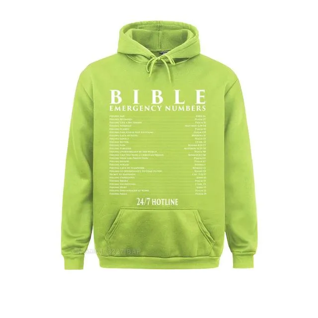 BIBLE EMERGENCY NUMBERS COOL CHRISTIAN SHIRTS SUMMER HOODIES SUMMER/FALL MEN&#39;S SWEATSHIRTS FITNESS CLOTHES ON SALE