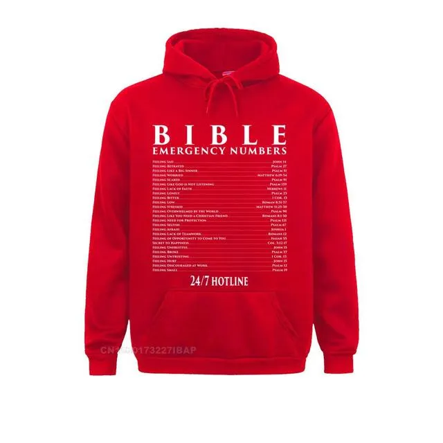 BIBLE EMERGENCY NUMBERS COOL CHRISTIAN SHIRTS SUMMER HOODIES SUMMER/FALL MEN&#39;S SWEATSHIRTS FITNESS CLOTHES ON SALE