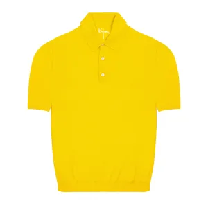 Bijan Yellow Short Sleeve Pure Silk Polo Shirt