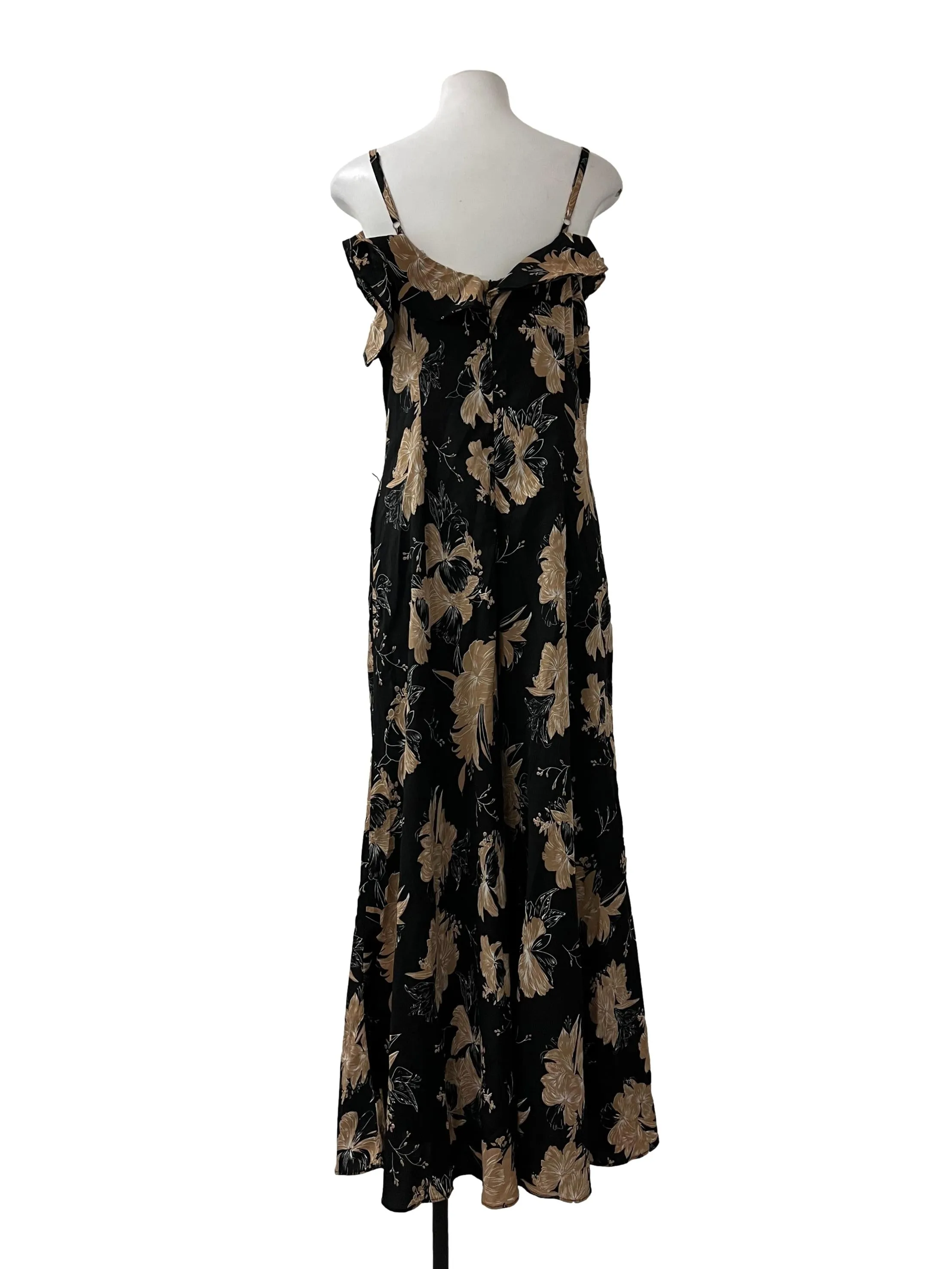 Black Brown Floral Ruffled Jumpsuit TTR
