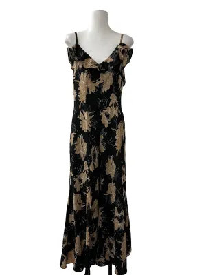 Black Brown Floral Ruffled Jumpsuit TTR