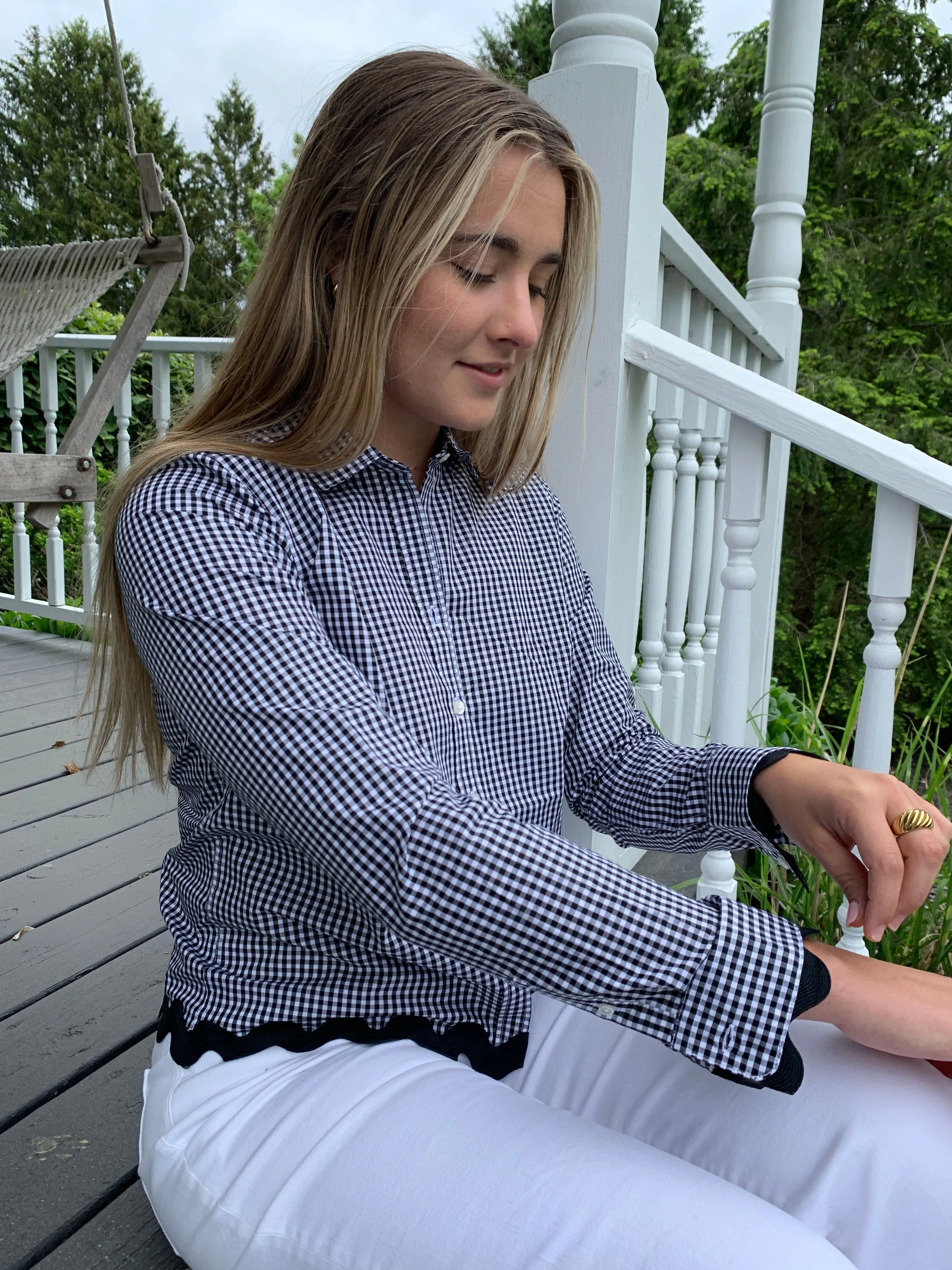 Bridget Gingham Ric Rac Shirt (GRR-Blk Blk)