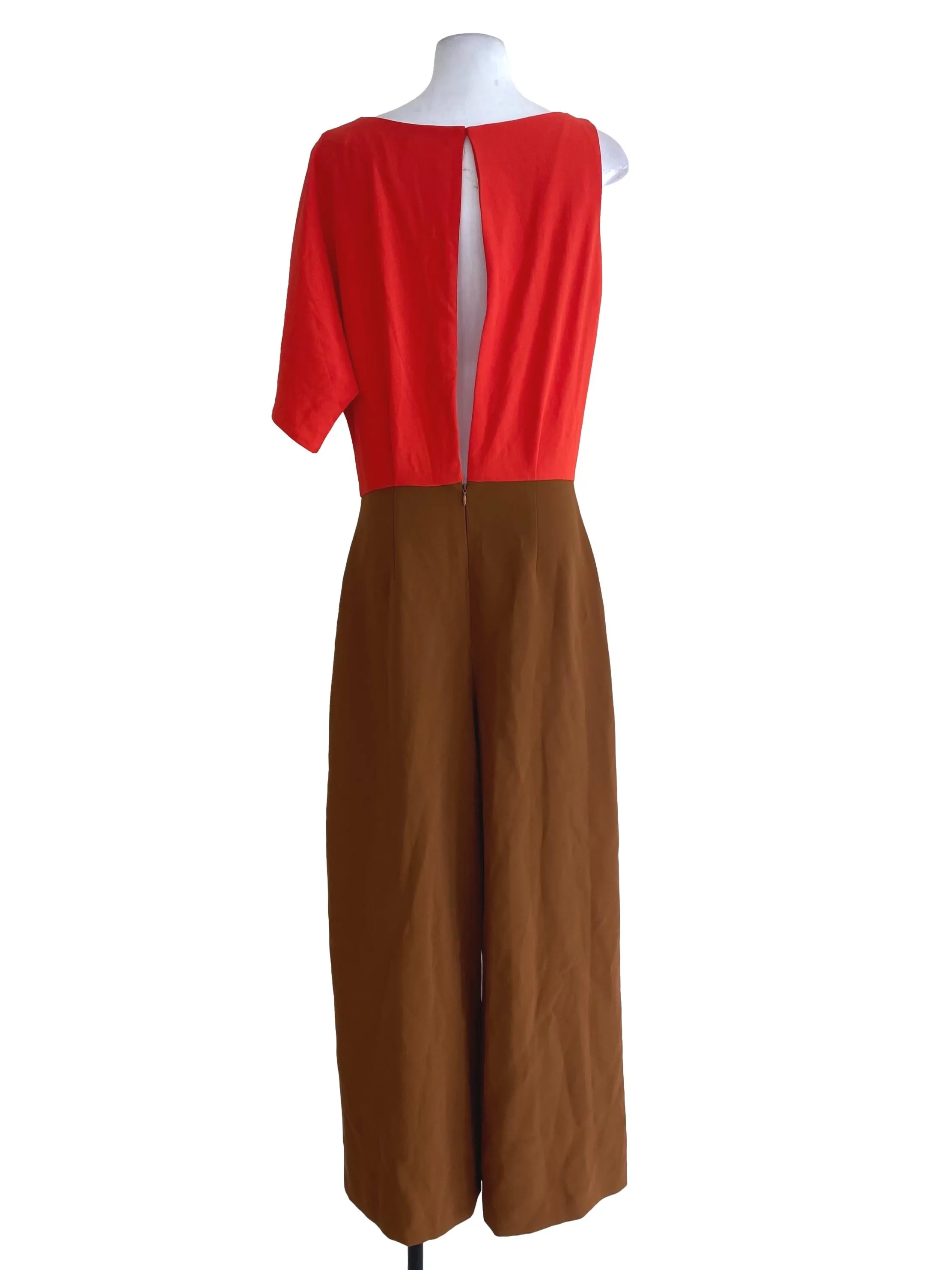 Brown Half Red Jumpsuits