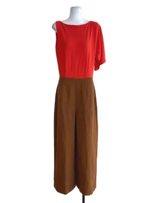 Brown Half Red Jumpsuits