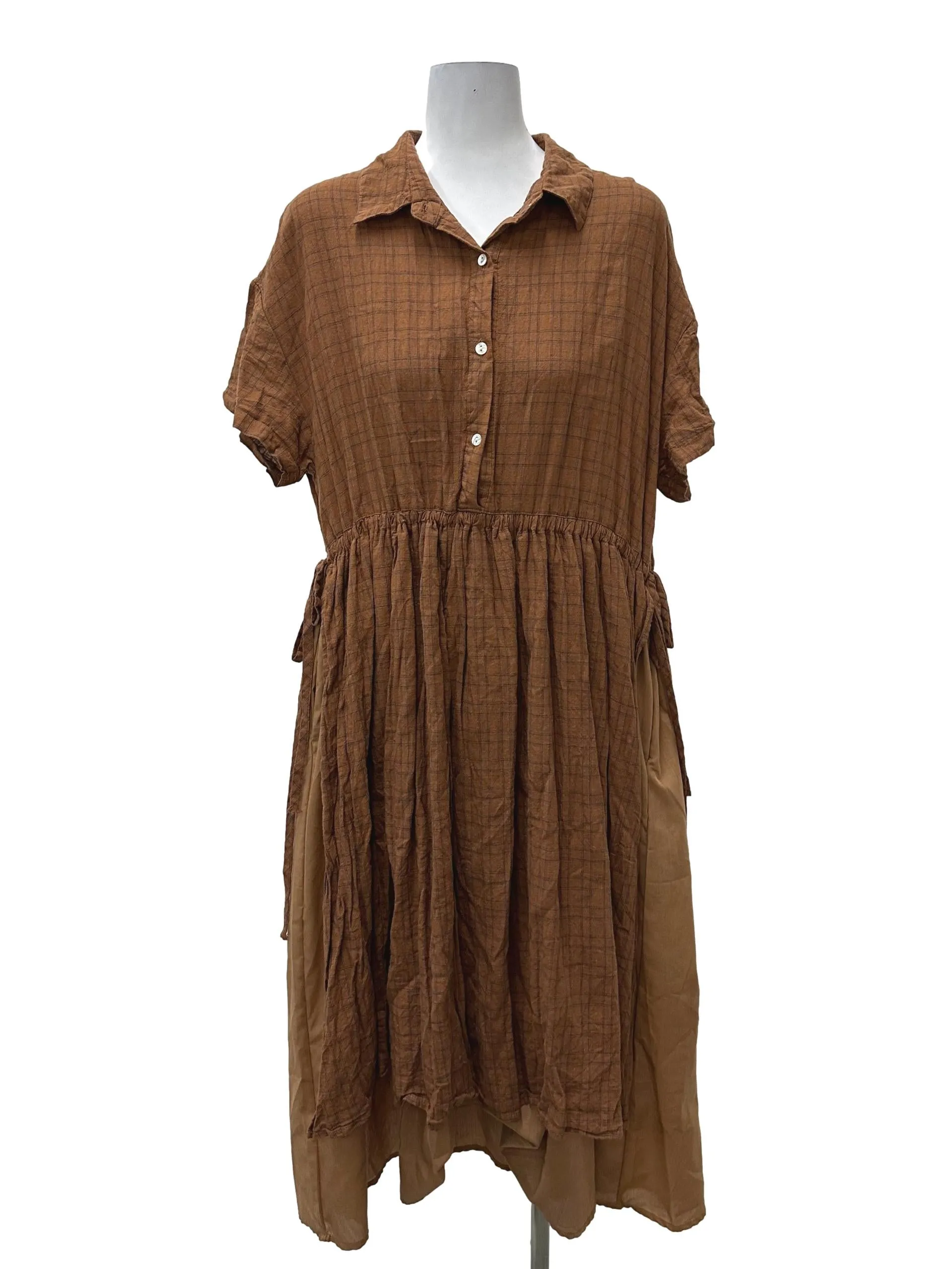 Brown Plaid Layered Dress