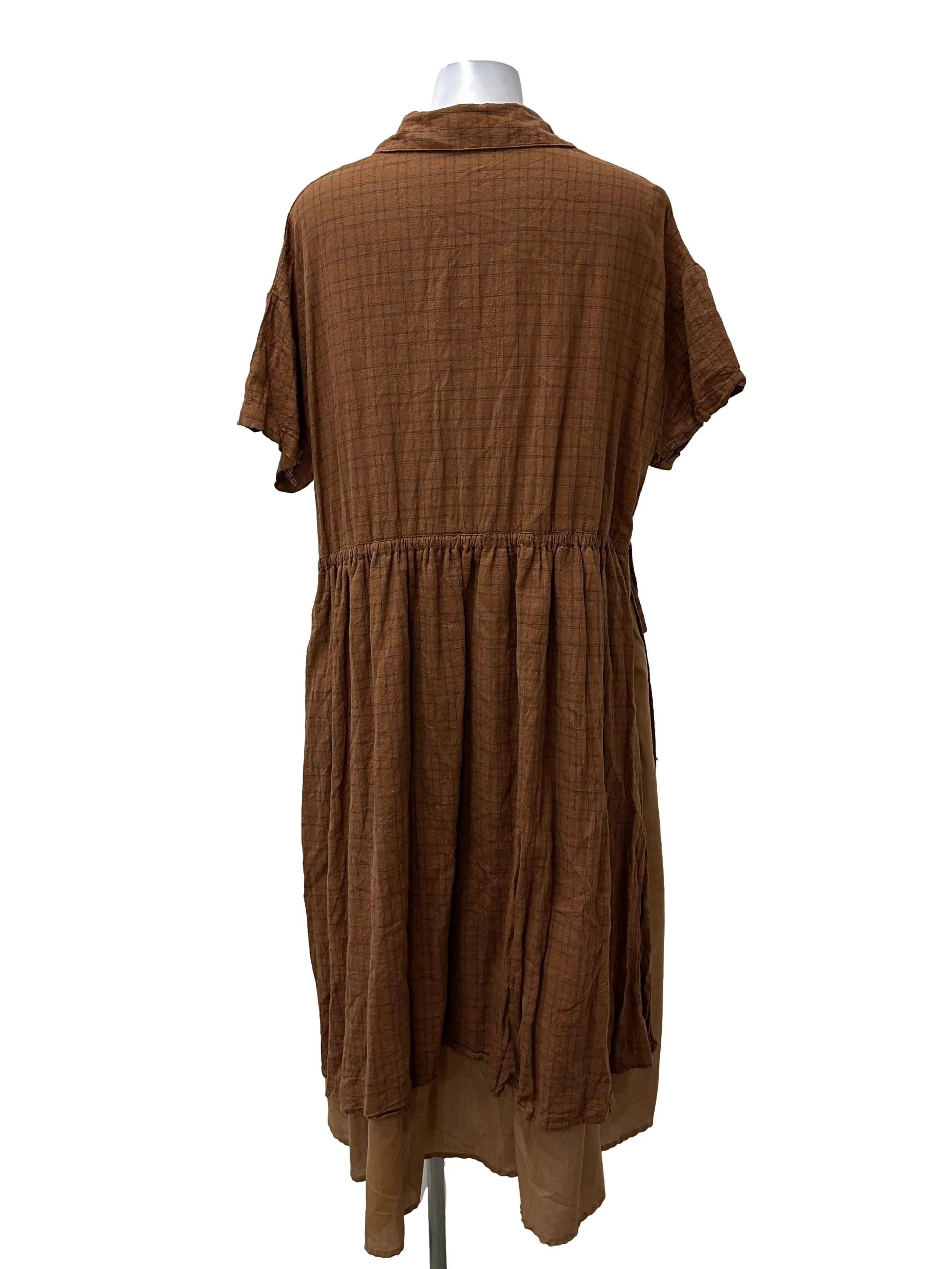 Brown Plaid Layered Dress