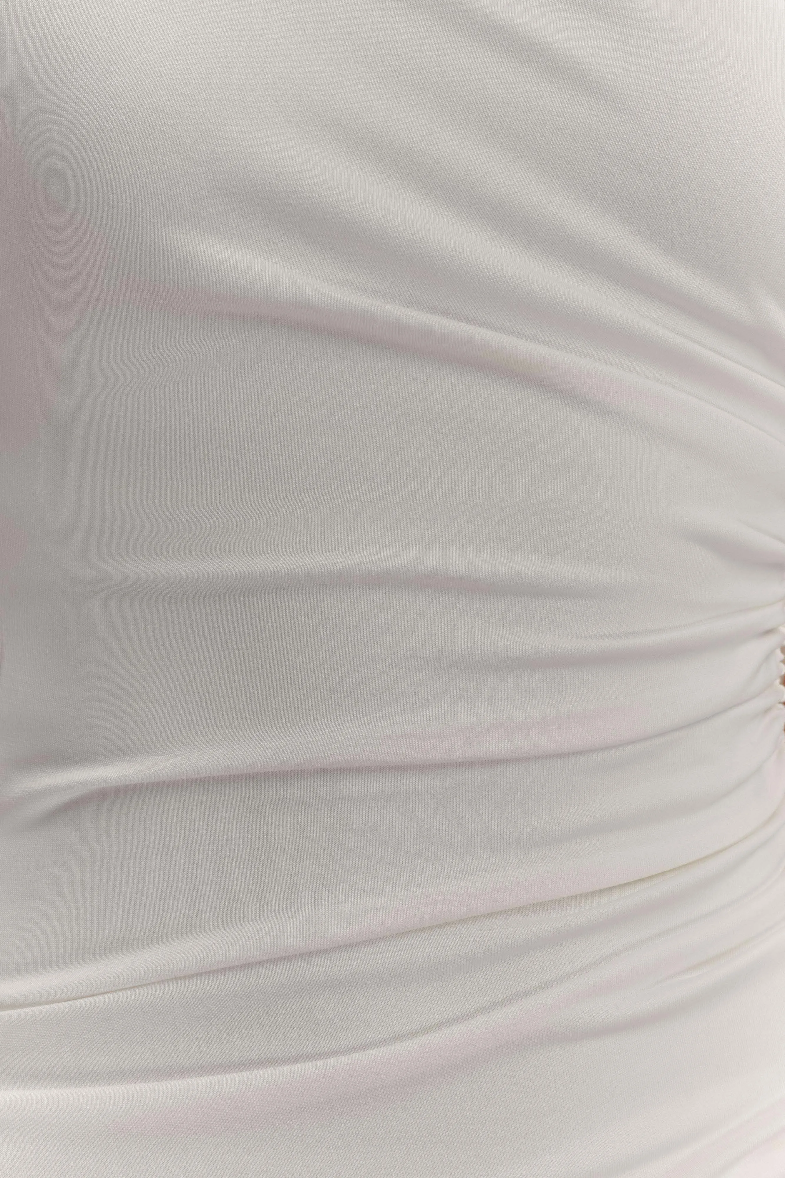 Chloe Peached Jersey One Shoulder Midi Dress - Ivory