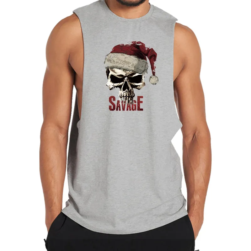 Christmas Skull Savage Graphic Tank Top