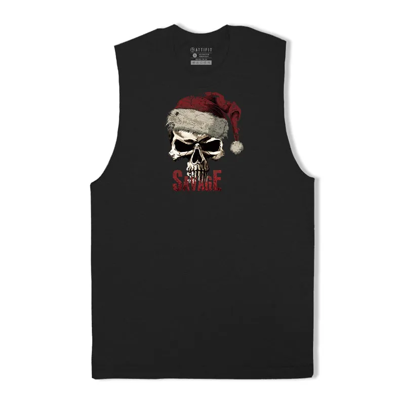 Christmas Skull Savage Graphic Tank Top