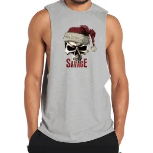 Christmas Skull Savage Graphic Tank Top