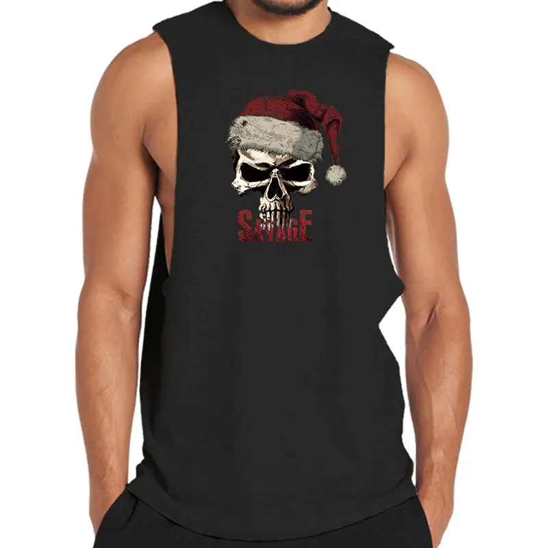 Christmas Skull Savage Graphic Tank Top