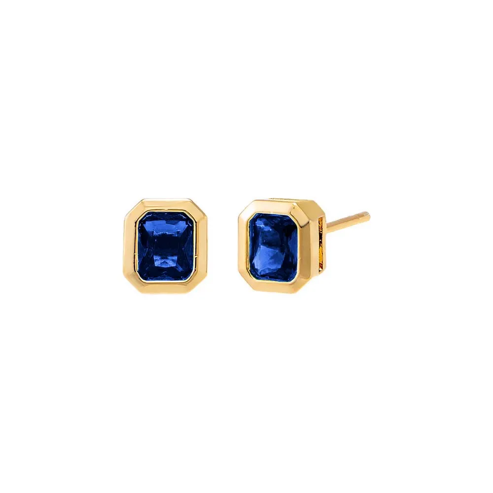 Colored Bezel Baguette Stud Earring