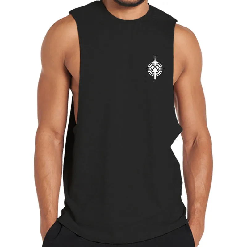 Cotton Sword And Shield Graphic Tank Top